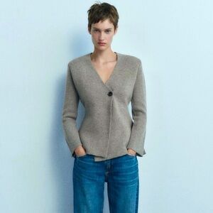 ZARA WOOL BLEND PEPLUM KNIT BLAZER